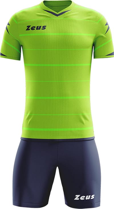 Tenue korte mouwen, Fluo Groen/Navy blauw, Zeus Omega, inclusief sokken, maat L