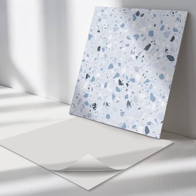 Wallfluent Vinyl Tegels - Patroon met Steenfragmenten Zelfklevende PVC Tegels - 30 cm x 30 cm - Grijs Vinyl Tegels - Verpakking van 9 stuks - Vierkant PVC Tegels - Texturen Plaktegels - Vinyl Vloer Tegels - Plaktegels Keuken en Badkamer