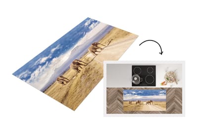 Keukenloper - Loper keuken - Drie overstekende olifanten - 120x60 cm - Keukenloper vinyl