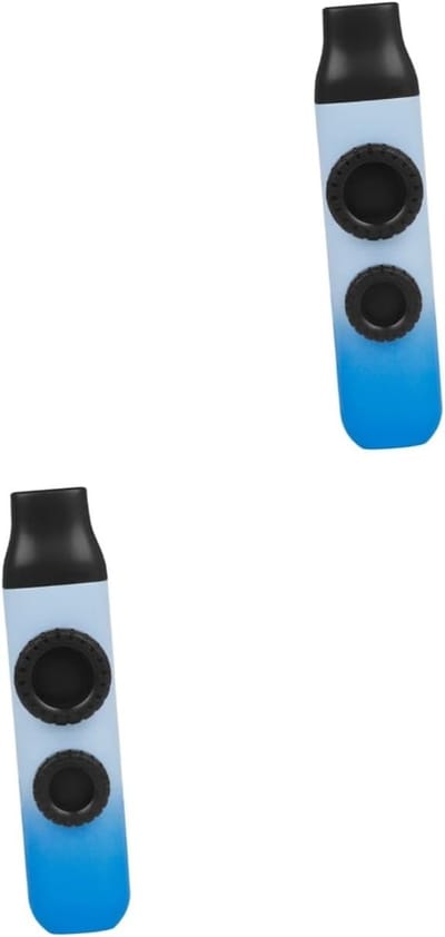 Dubbele Kazoo Set - Muziek Instrument - Muziek Maken - Draagbaar Compact Ontwerp - 12 cm Lengte - Blauw