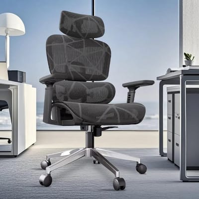 Turold Bureaustoel - Gaming Stoel - Ergonomische Bureaustoel - Kantoorstoel - Mesh, Verstelbaar, Hoofdsteun, Wiegfunctie, Zwart