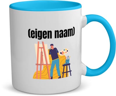 Akyol - kunstenaar die schildert met eigen naam koffiemok - theemok - blauw - Kunst - kunstenaars/kunstenaressen - iemand die houdt van kunst of kunst maken - verjaardag - cadeau - kado - 350 ML inhoud