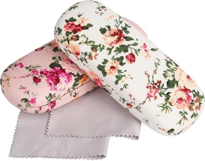 Set van 2 Dames Bril Etuis - Handig en Compact Bloemenpatroon Hard Shell Etui voor Leesbril en Zonnebril