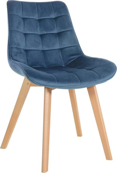 CLP Brook Eetkamerstoel - Hout frame - Fluweel - Velvet - blauw