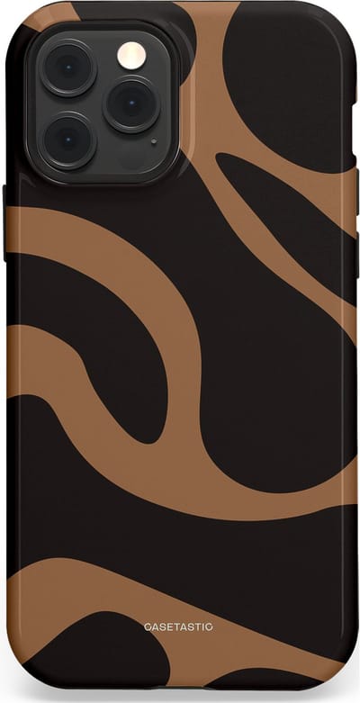 Casetastic Hoesje Geschikt voor Apple iPhone 12/12 Pro Magsafe - Stijlvolle Beschermende Duo-layer Case - Chocolade Golven