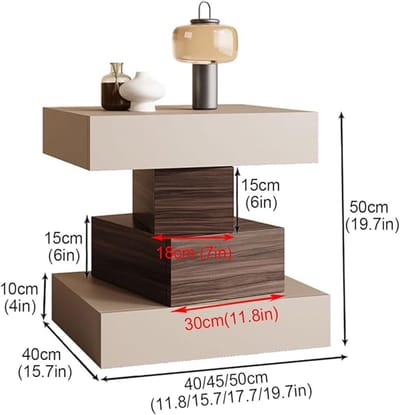 Nachtkastje 50 cm – Modern Nachtkastje met 4 Laden & Geluidsarme Geleiders – Unregelmatig Design Houten Beistelltafel / Nachtschrank / Bedside Table voor Slaapkamer & Studentenwoning