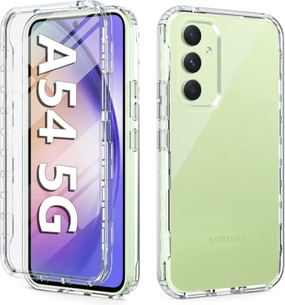 Podec 2-in-1 Hoesje met screenprotector geschikt voor Samsung Galaxy A54 Doorzichtig Telefoonhoesje - Anti-Shock Case Cover