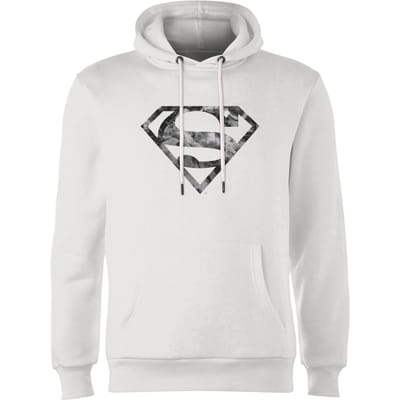 Marble Superman Logo Hoodie - White - S