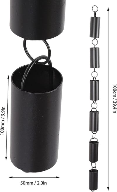 Regenketting Cilinder - Decoratieve Afvoer - Buiten Decoratie - Roestvrij Aluminium - 100 cm - Zilver