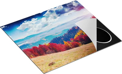 Chefcare Inductie Beschermer Kleurrijke Herfstbos met Heuvellandschap - 60x50 cm - Afdekplaat Inductie - Kookplaat Beschermer - Inductie Mat