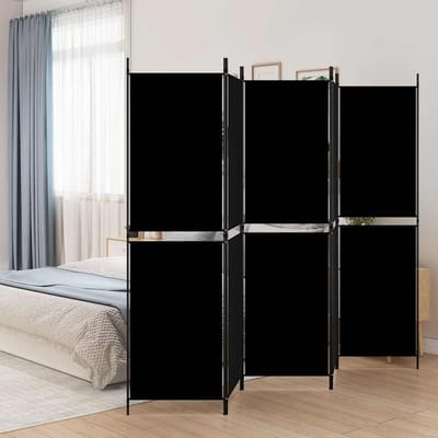 vidaXL - Kamerscherm - met - 5 - panelen - 250x180 - cm - stof - zwart