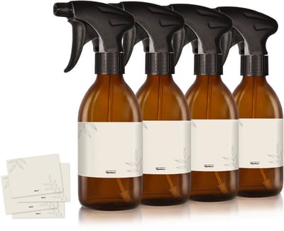 Oputec 4x 250ml sprayflessen – bruinglas – lege verstuivers met ergonomische sproeikop