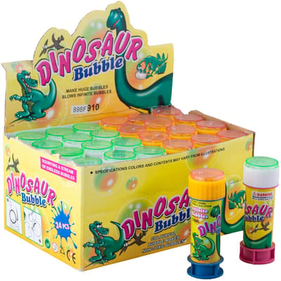 Dinosaurus dinosaurius thema bellenblaas flesjes - 4x - met bal spelletje in dop - 60 ml - voor kinderen