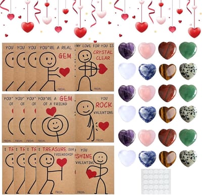 Valentijn Wenskaarten - Hartvormige Kaartjes - Liefde Vieren - 24 Stuks Set - 8x6cm Kaart - Willekeurige Kleuren