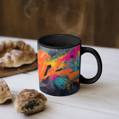 Magische Mok - Foto op Warmte Mokken - Koffiemok - Abstract - Graffiti - Kleurrijk - Verfspatten - Magic Mok - Beker - 350 ML - Theemok