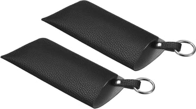Brillenetui set van 2, zachte leren brillenkokers met riemclip, ideale organizer voor outdoor-activiteiten en reizen, zwart