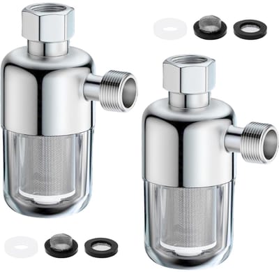 Dailygoods- Waterfilter Antikalk - Douchefilter - 2 Stuks - 1/2 Inch - Roestvrij Staal - Zinklegering - Inclusief 6 Sluitringen