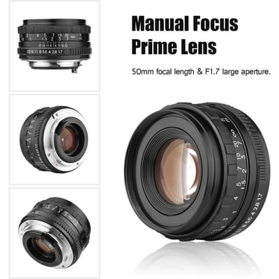 50mm F1.7 Grote Diafragma Camera Lens Handmatige Focus Prime Lens PK Vat Vervanging voor Pentax K1 K 1 Mark II Full Frame zwart