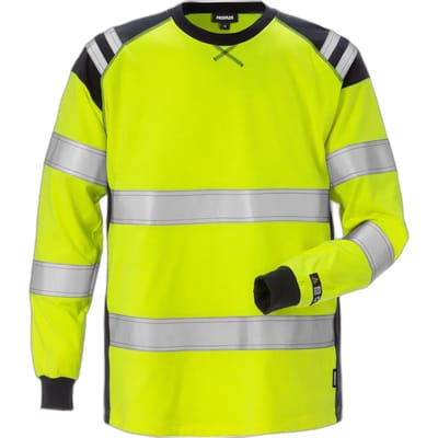 Fristads Flamestat T-Shirt Met Lange Mouwen Klasse 3 7077 Tflh - Hi-Vis geel/marineblauw - M