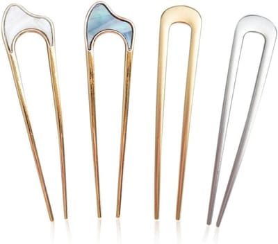 4 Stuks U-Vormige Haarspelden voor Klassieke Haarstyling - Metalen Vorkstokken voor Chignon en Kapsels