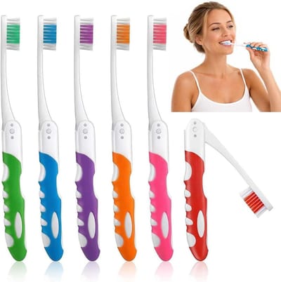 Opvouwbare Tandenborstels - Reis Tandenborstels - Hygiënisch Onderweg - Compact Opvouwbaar - 6 Stuks - Verschillende Kleuren
