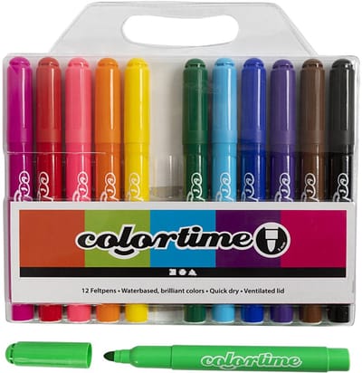 Colortime stiften, lijndikte 5 mm, standaardkleuren, 12 stuk/ 1 doos