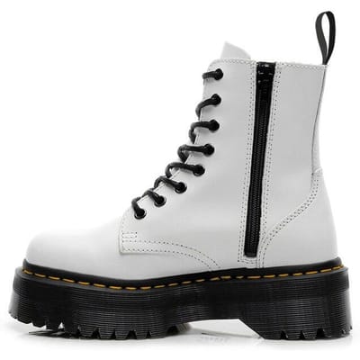 Koeienhuid Echt Leer Platform Laarzen Dames Enkel Laarsjes Dikke Hakken Schoenen Winter Dames Laarsjes Femme Maat 43 Botas Mujer 35 white