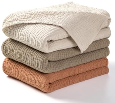 Ademend Muslin Swaddle Deken - 3 Pak - Voor Jongens en Meisjes - Olijfgroen