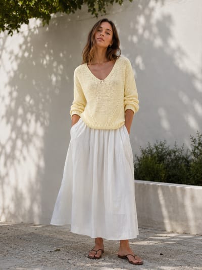Fancy cotton Pullover E20197S | Pastel Yellow - Pastel Yellow / XXS