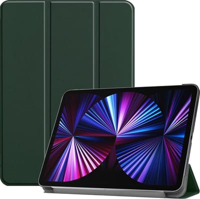 Hoesje - Geschikt voor Apple iPad Pro (2021) - 11 inch - 3e generatie - Dun & Stevig - Hardcover Book Case - Trifold Bookcase Hoes - Hard Cover - Tablethoes - Donkergroen
