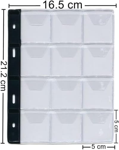 Thijox - Muntalbum voor grote munten - 10 pagina's met 12 vakjes (50mm x 50mm) - Scheidingsbladen voor verzamelmunten, medailles en verzamelaars