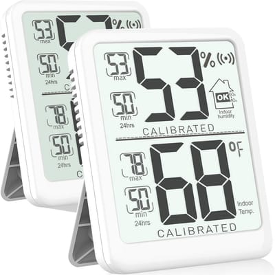 2-pack Digitale Thermometer Hygrometer Binnen - Temperatuur & Vochtigheid Meter met Max/Min