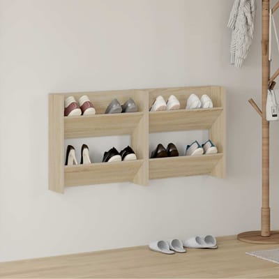 vidaXL - Wandschoenenkasten - 2 - st - 60x18x60 - cm - spaanplaat - sonoma - eiken