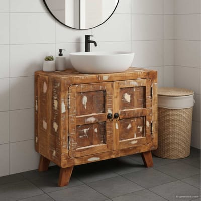 vidaXL - Badkamerkast - Massief - gerecycled - hout - en - technisch - hout