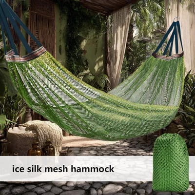 Camping Hangmat - Boomhangmat Outdoor Swing - Buiten Ontspannen - Ademend Koel Net - 260 x 130 cm - Legergroen