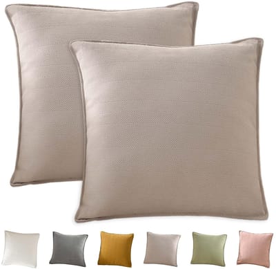 Dailygoods - Decoratieve kussenhoezen set van 2, 45 x 45 cm, zachte chenille effen bank kussenslopen, kussenslopen voor decor, vierkante kussenslopen voor slaapbank woonkamer woondecoratie (melktheekleur)