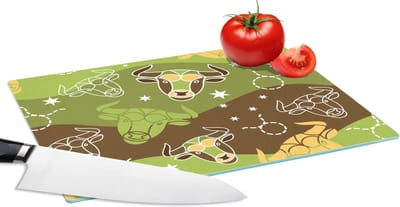 Glazen Snijplank - 28x20 - Stier - Zodiac - Groen - Patroon - Snijplanken Glas
