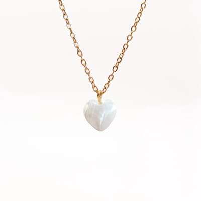 Ava & Imber | Kinderketting Hart Mother of Pearl | Schattig Ketting Kind Hartje | Wit Hart Cadeau Kind | Geleverd in Cadeaudoosje