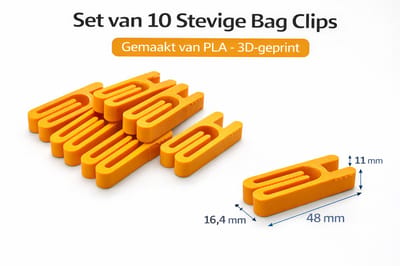 BM Roozeboom ClipPro - Bag Clips - Set van 10 - 3D Geprint PLA - Herbruikbaar - Mandarijnoranje (11300)