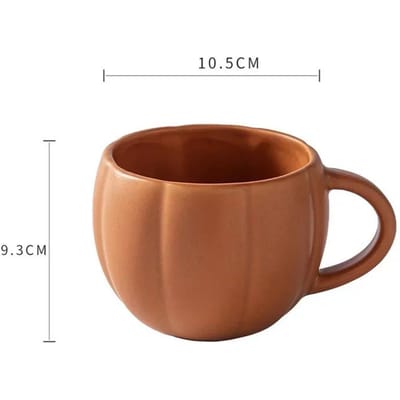 450ml Pompoen Beker Halloween Creatieve Keramische Ontbijt Yoghurt Beker Retro Stijl Duurzaam Emaille met Handvat Bekers Melk Koffie Mok 450ml brown