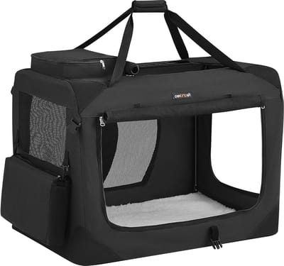 Opvouwbare hondenbox voor auto - XL 81 x 58 x 58 cm - zwart - gemaakt van oxford stof
