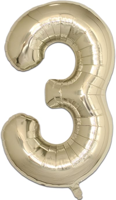 Q2P - Ballon - Cijfer - 3 Jaar - Verjaardag - Feest - Versiering - Helium - Ballonnen - Feestartikelen - Decoratie - Goud