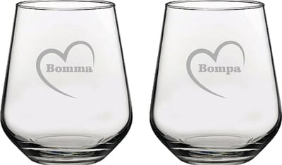 Drinkglas gegraveerd - 42,5cl - Bomma-Bompa-hartje