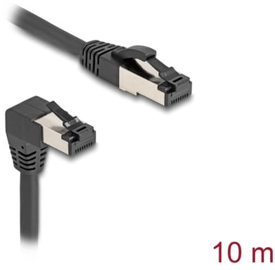 Delock RJ45 Network Cable Cat.8.1 S/FTP 90° downwards angled / straight 10 m black