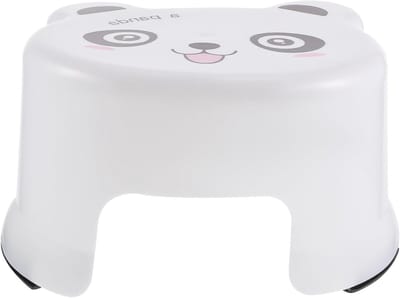 Kinderopstapje Plastic - Voetenbankje Peuters - Zelfstandig Wassen - Antislip Cartoonstijl - 115H cm - Wit