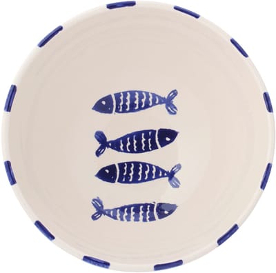 J-Line kom Vis Gestreept - keramiek - donkerblauw - large