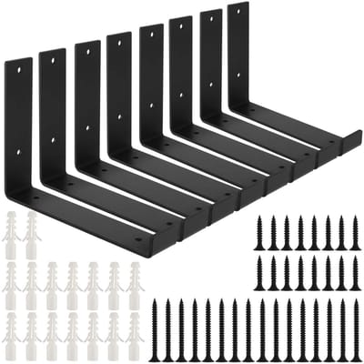 JHUBERS- Lipbeugel 8 Stuks - Zwarte Plankbeugel - Duurzaam - Stijfheid - Geschikt voor Woonkamers/Kantoren - Elegant en Praktisch