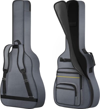Acoustische gitaar- en E-bass tas in grijs, ideaal voor bescherming en transport van muziekinstrumenten