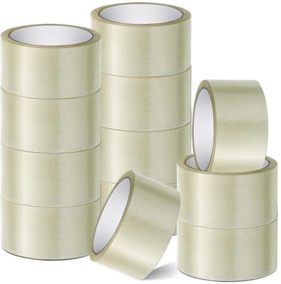 Set van 12 Sterke Plakbandrollen - 48 mm x 66 m, Stil en Transparant voor Verhuisdozen