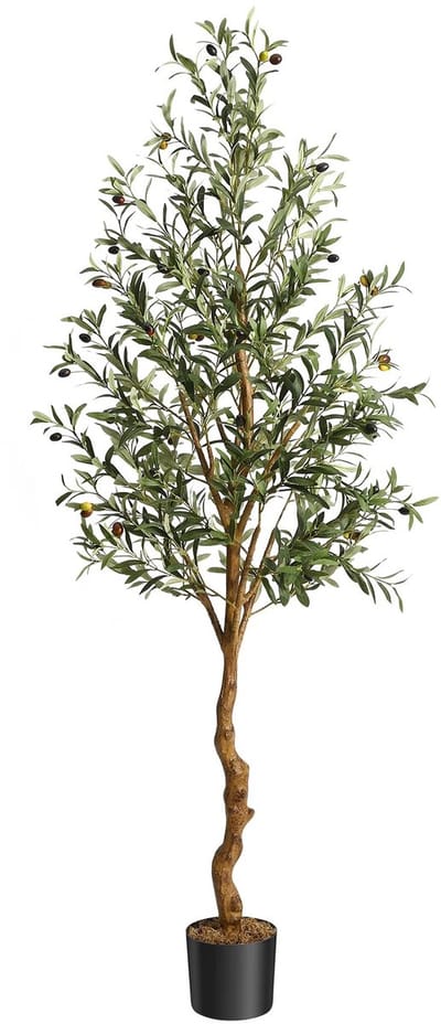 Geargalaxy Kunstmatige Olijfboom - Olijfboom Nepplant voor Binnen - Decoratieve Olijfboom - Kunstplant - 180 cm - Inclusief mandje